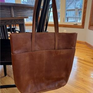 Able Brown Leather Tote Spacious Design